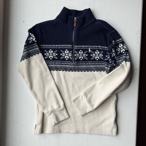Boys Size 6 Polo by Ralph Lauren Navy and Cream Half-Zip Nordic Sweater